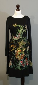 Черное платье с зеленым принтом от дизайнера Юлии, Платье-терапия Киев lucky-gift (205)