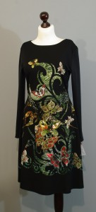 Черное платье с зеленым принтом от дизайнера Юлии, Платье-терапия Киев lucky-gift (207)