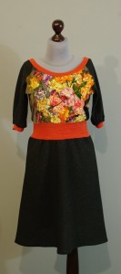 Темно-серое платье с оранжевыми вставками, Украина сайт Платье-терапия (152)
