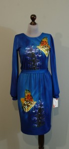 Синее платье миди с переходом цвета, принт бабочки купить интернет Украина (33)