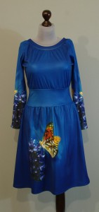 Синее платье с переходом цвета, принт бабочки, юбка трапеция, купить интернет Украина (43)