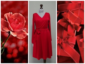красное платье декольте с запахом, платье-терапия (3)