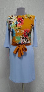 голубое платье с оранжевым фото (7)