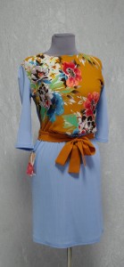 голубое платье с оранжевым фото (8)