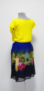 Жовто-синя сукня з лотосами купити