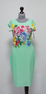 Летнее бирюзовое платье-карандаш с цветами
