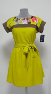 Оливково-горчичное платье из шелка