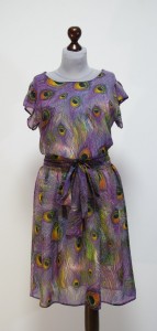 Воздушное летнее платье с перьями павлина, фиолетовый цвет