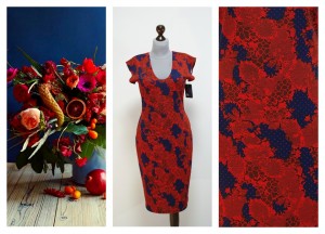 2016 контрастное красно-синее платье