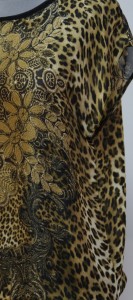 Блуза из ткани "леопард с кружевом"