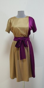 Двухцветное платье, бежево-фиолетовое
