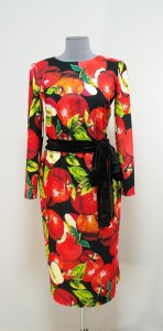 Черное платье с красными яблоками из ткани в стиле Дольче Габбана купить Украина